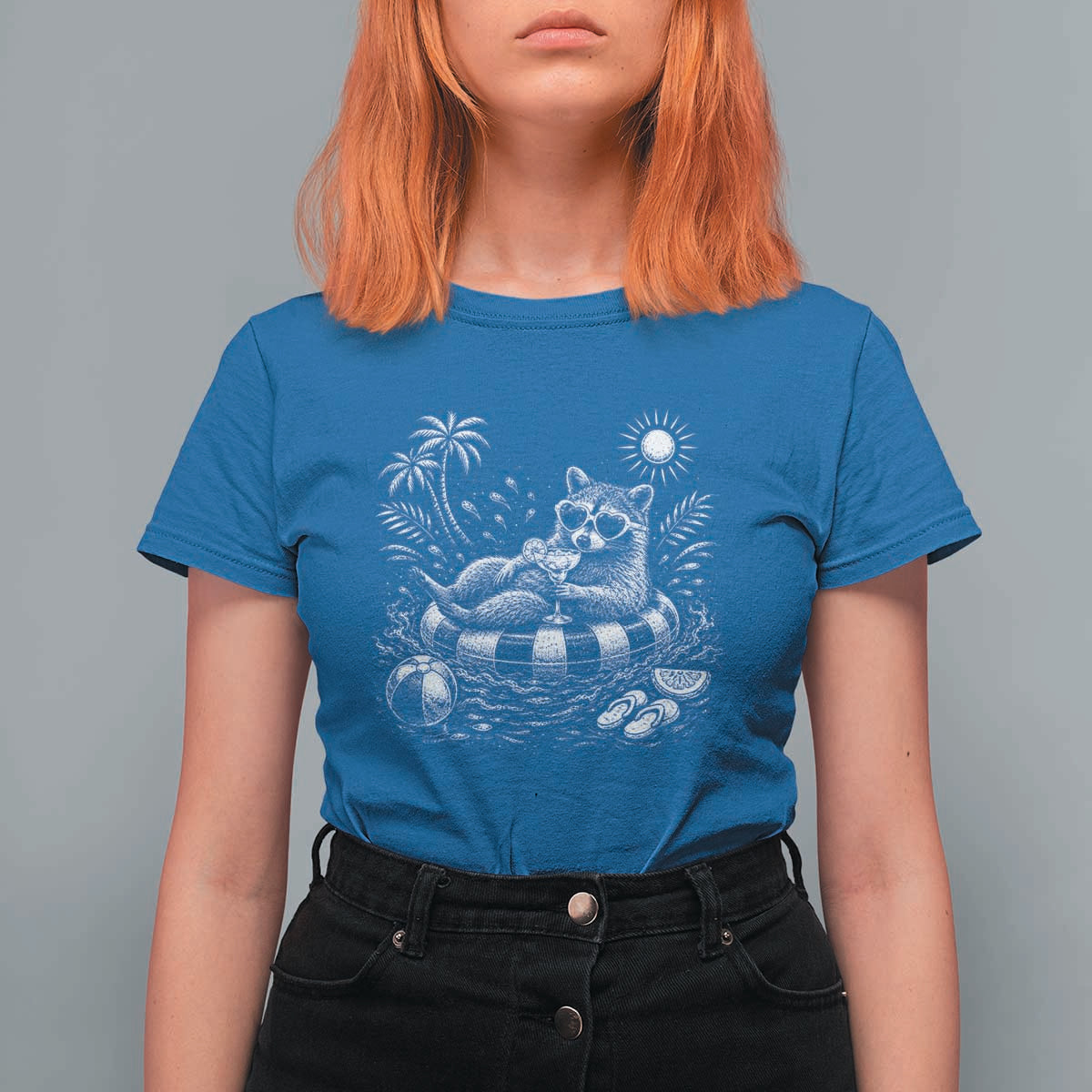 Funny Beach Vacation Trash Panda T Shirt For Women Summer Raccoon Graphic