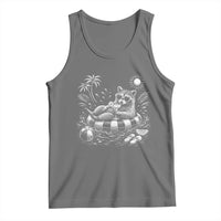 Funny Beach Vacation Trash Panda Tank Top Summer Raccoon Graphic