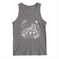 Funny Beach Vacation Trash Panda Tank Top Summer Raccoon Graphic