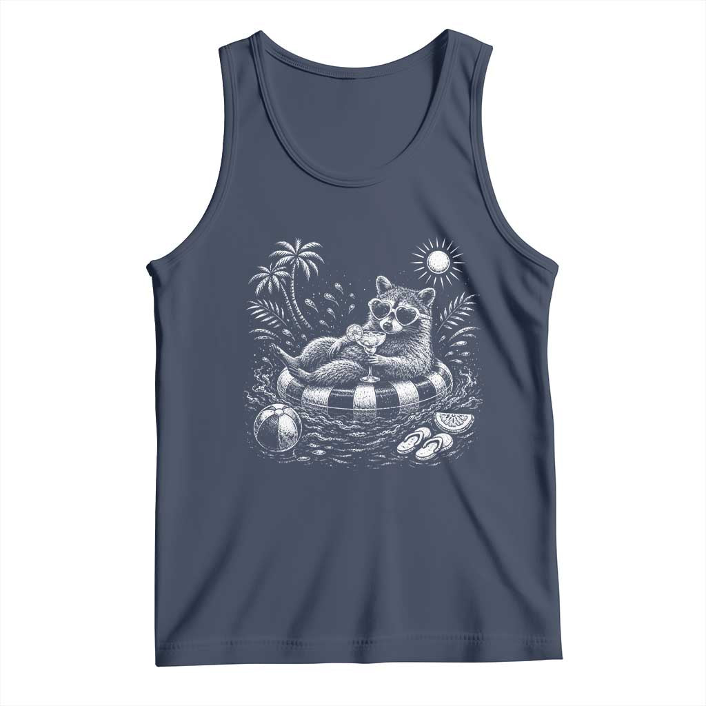 Funny Beach Vacation Trash Panda Tank Top Summer Raccoon Graphic
