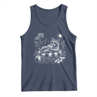 Funny Beach Vacation Trash Panda Tank Top Summer Raccoon Graphic