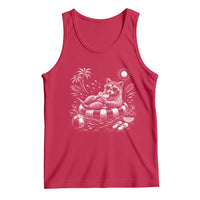 Funny Beach Vacation Trash Panda Tank Top Summer Raccoon Graphic