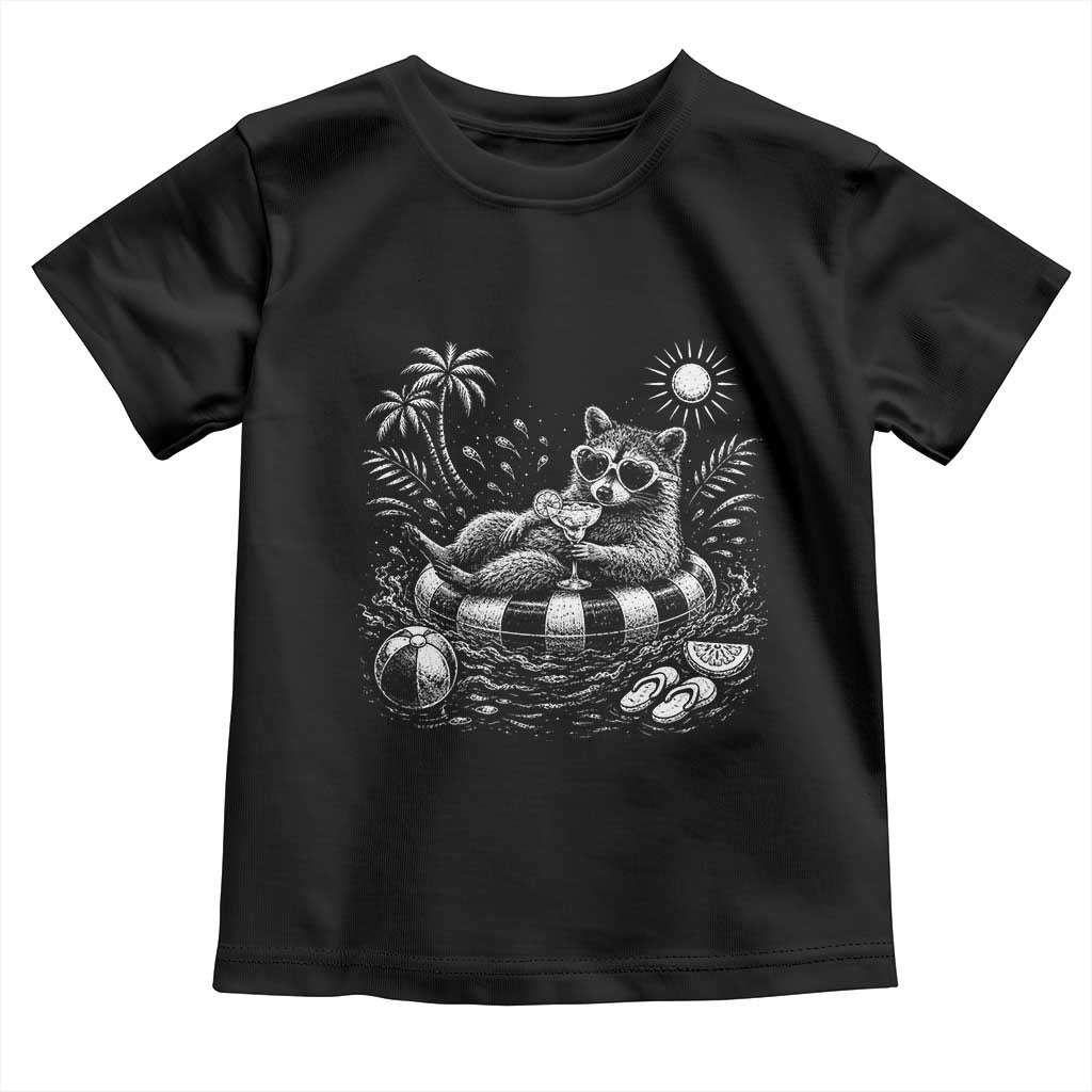 Funny Beach Vacation Trash Panda Toddler T Shirt Summer Raccoon Graphic