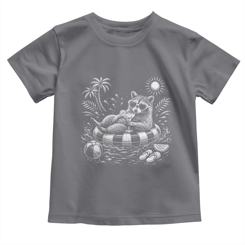 Funny Beach Vacation Trash Panda Toddler T Shirt Summer Raccoon Graphic