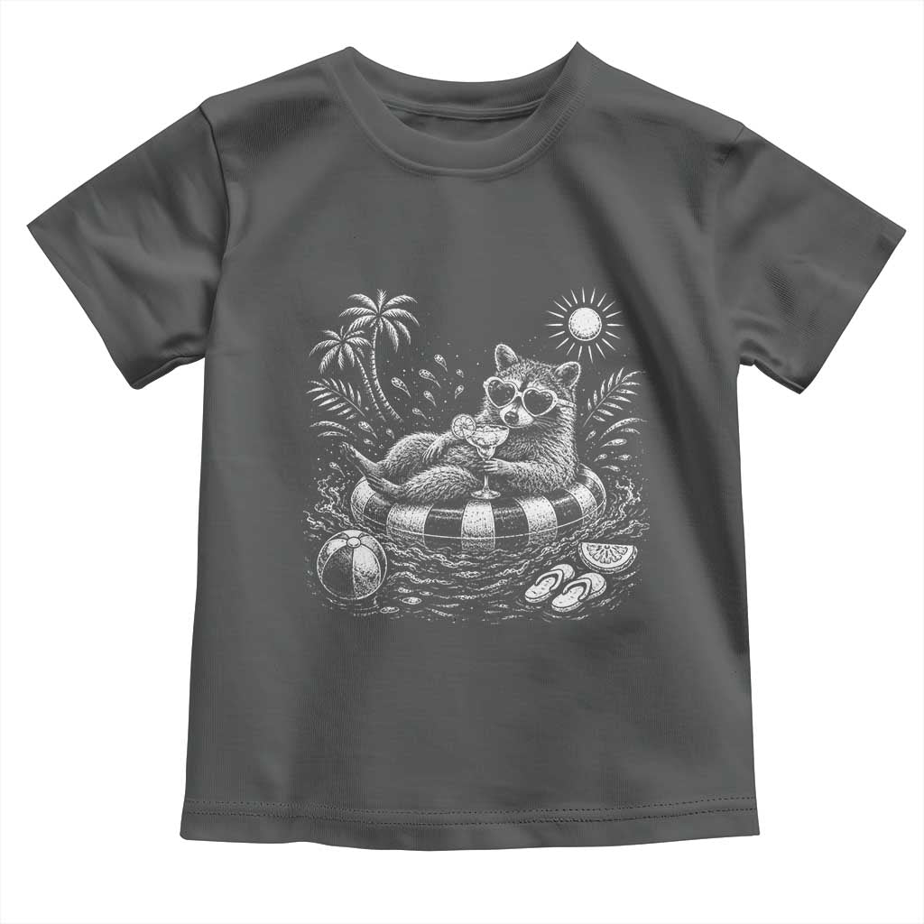 Funny Beach Vacation Trash Panda Toddler T Shirt Summer Raccoon Graphic