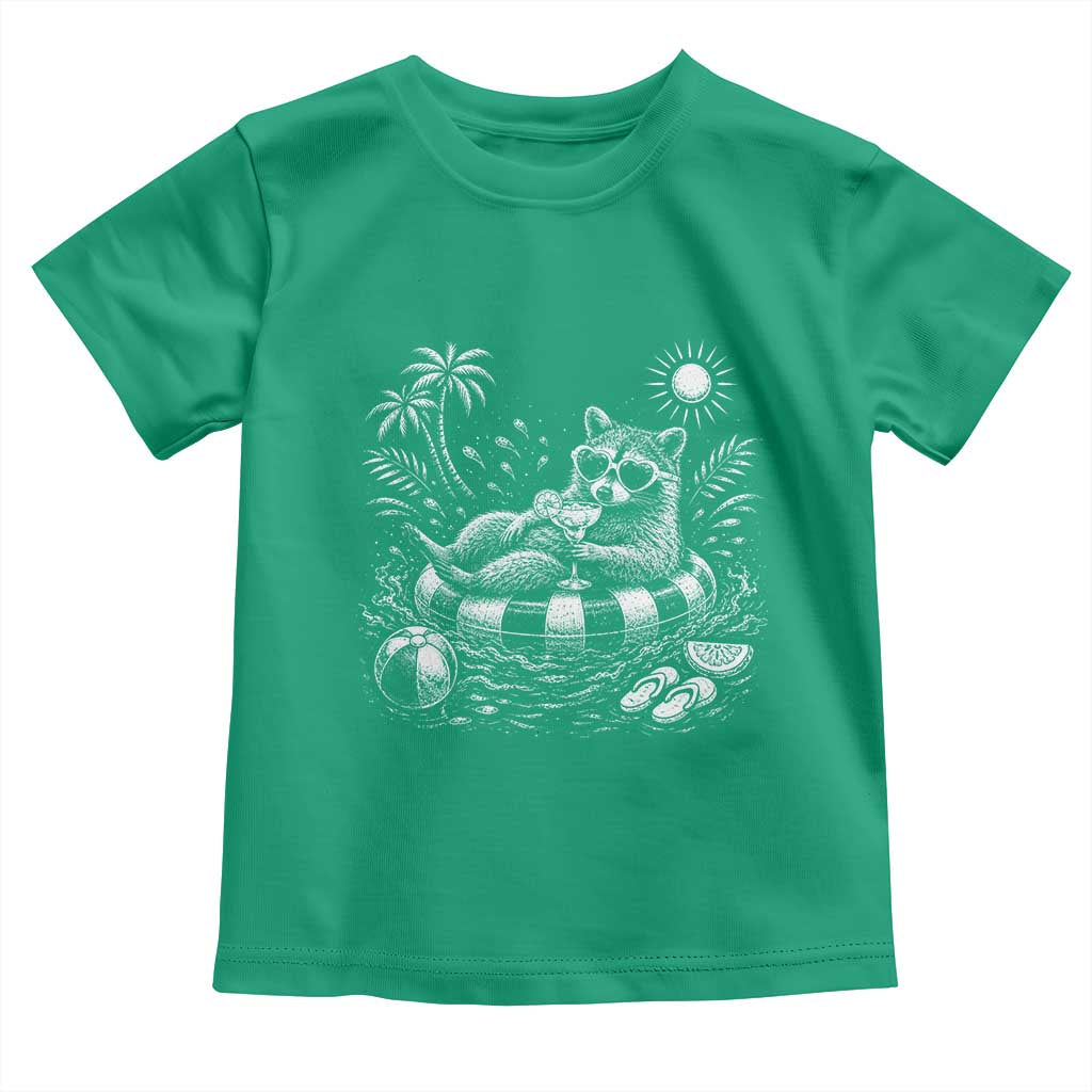 Funny Beach Vacation Trash Panda Toddler T Shirt Summer Raccoon Graphic