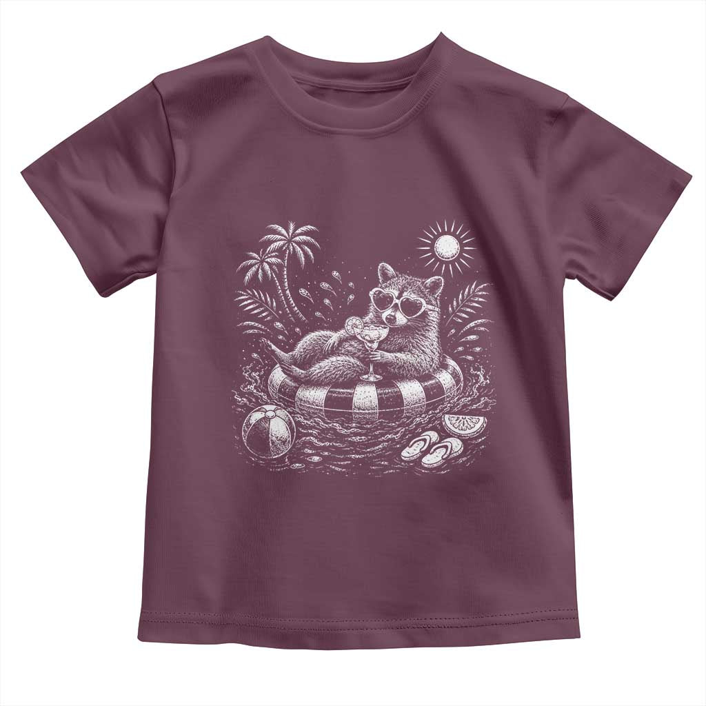 Funny Beach Vacation Trash Panda Toddler T Shirt Summer Raccoon Graphic