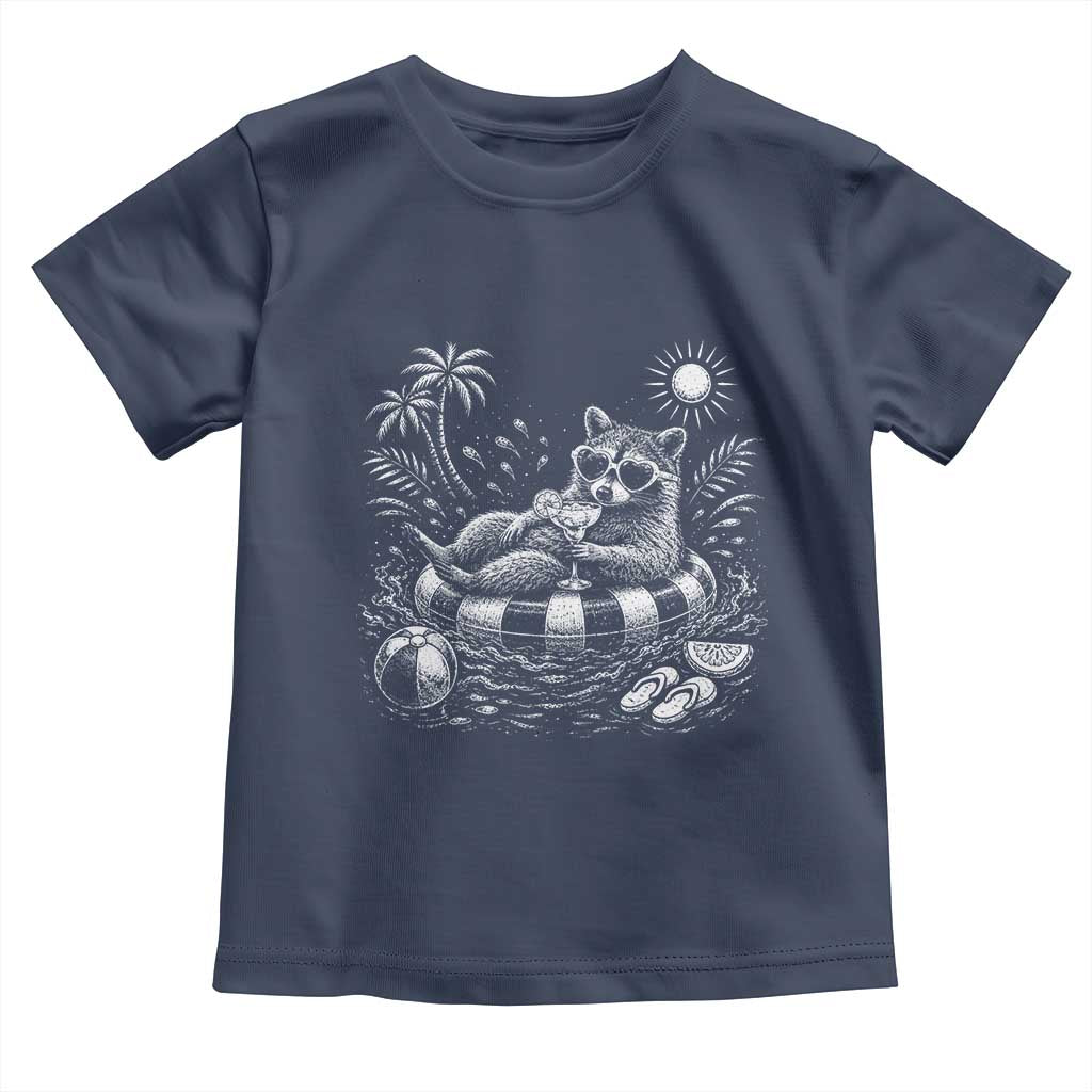 Funny Beach Vacation Trash Panda Toddler T Shirt Summer Raccoon Graphic