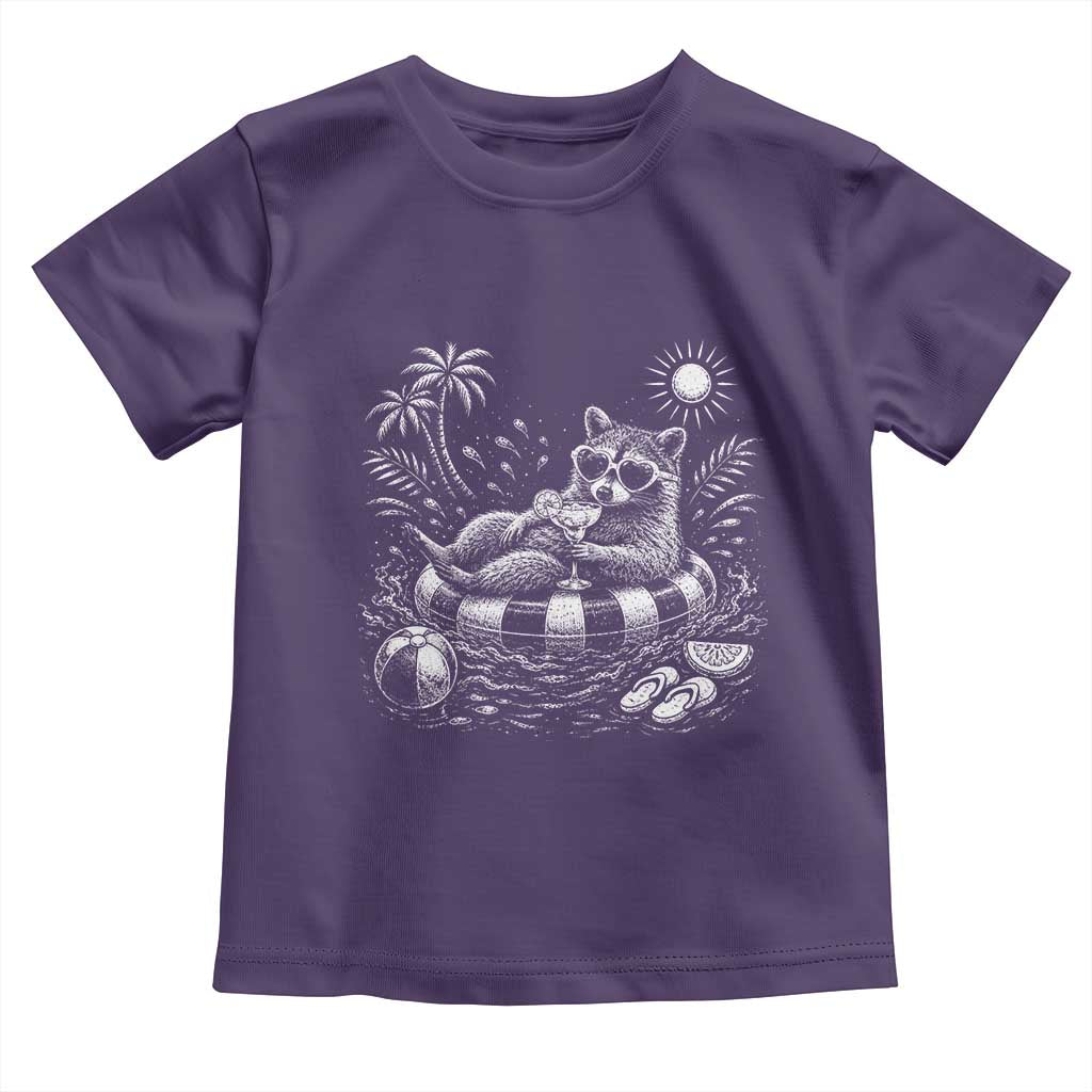 Funny Beach Vacation Trash Panda Toddler T Shirt Summer Raccoon Graphic