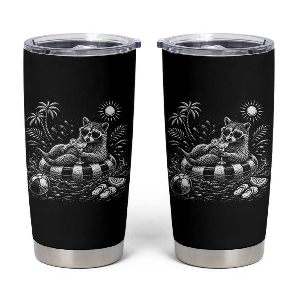 Funny Beach Vacation Trash Panda Tumbler Cup Summer Raccoon Graphic