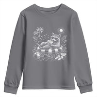 Funny Beach Vacation Trash Panda Youth Sweatshirt Summer Raccoon Graphic