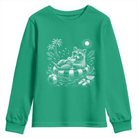 Funny Beach Vacation Trash Panda Youth Sweatshirt Summer Raccoon Graphic