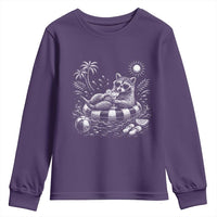 Funny Beach Vacation Trash Panda Youth Sweatshirt Summer Raccoon Graphic