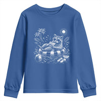 Funny Beach Vacation Trash Panda Youth Sweatshirt Summer Raccoon Graphic