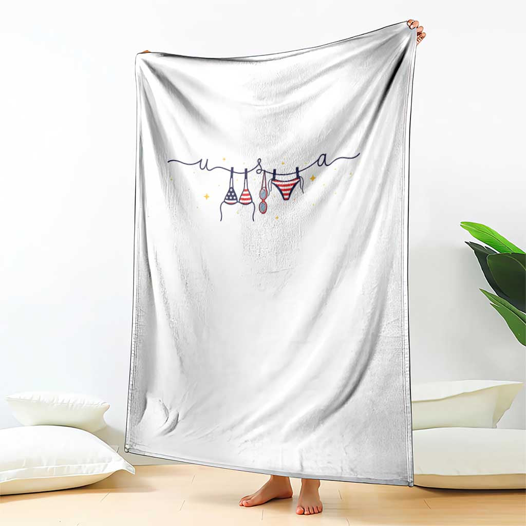 Patriotic American Flag Bikini Throw Blanket USA Summer Vacation Gift