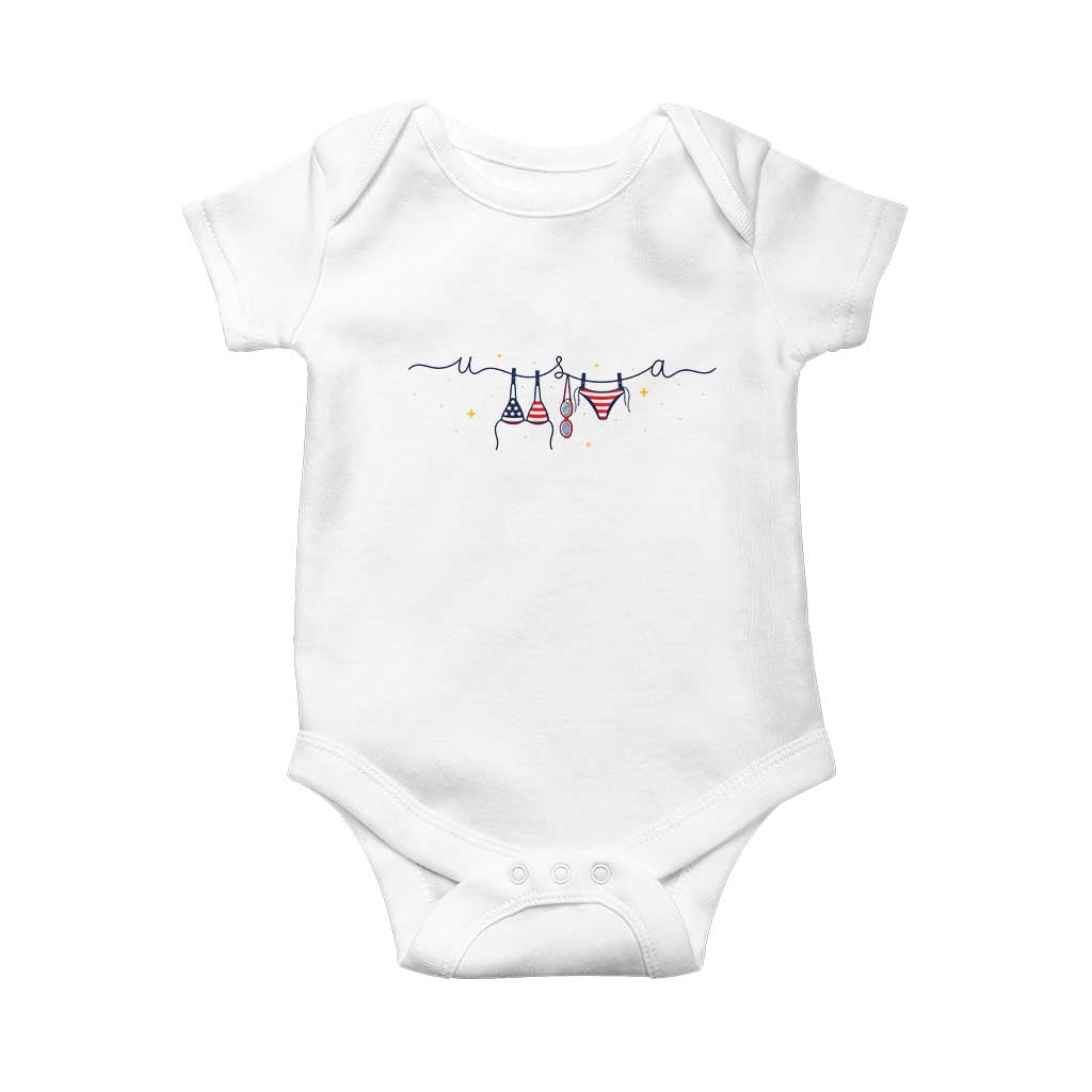 Patriotic American Flag Bikini Baby Onesie USA Summer Vacation Gift