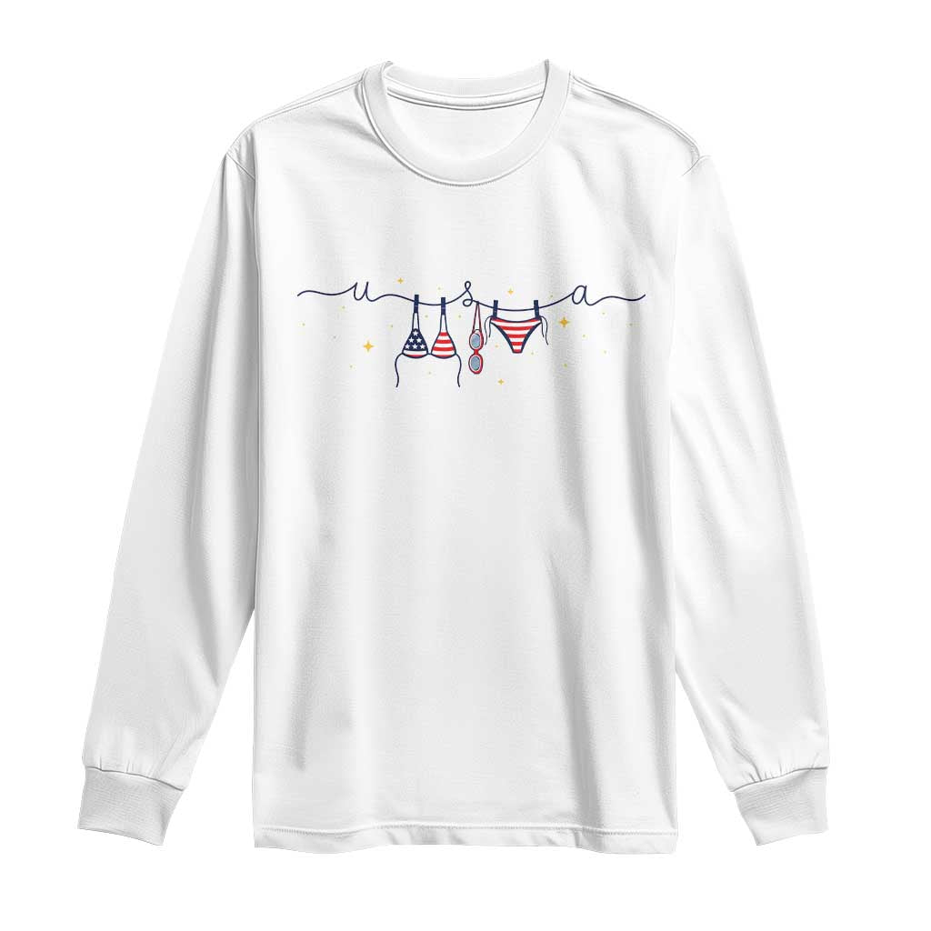 Patriotic American Flag Bikini Long Sleeve Shirt USA Summer Vacation Gift