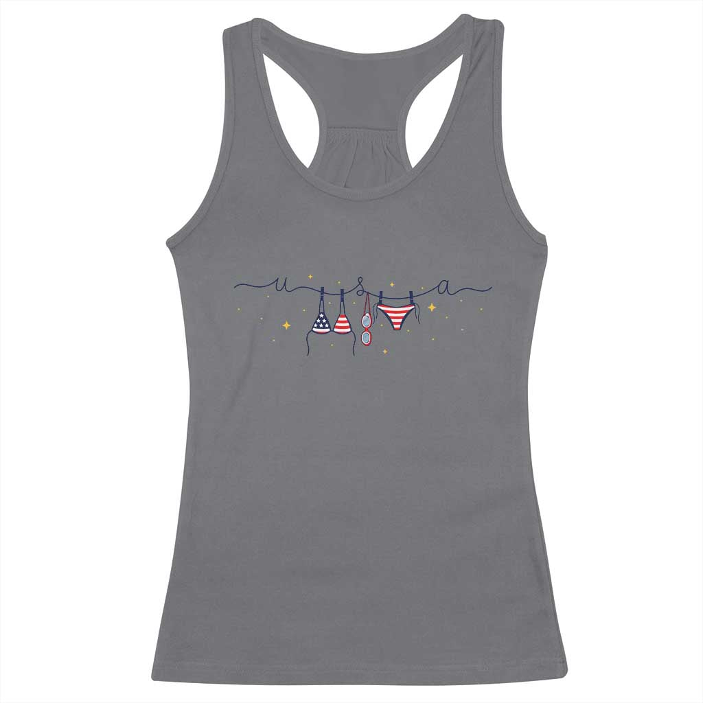 Patriotic American Flag Bikini Racerback Tank Top USA Summer Vacation Gift