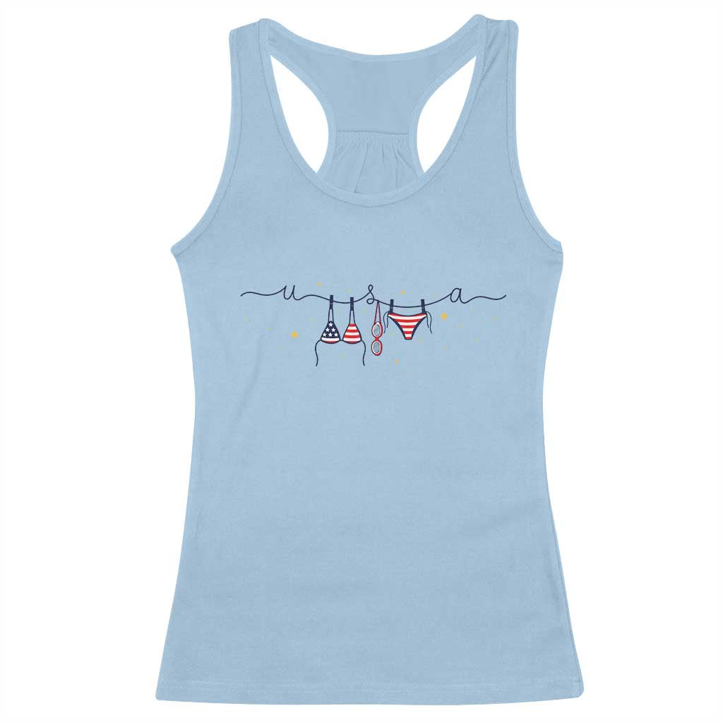Patriotic American Flag Bikini Racerback Tank Top USA Summer Vacation Gift