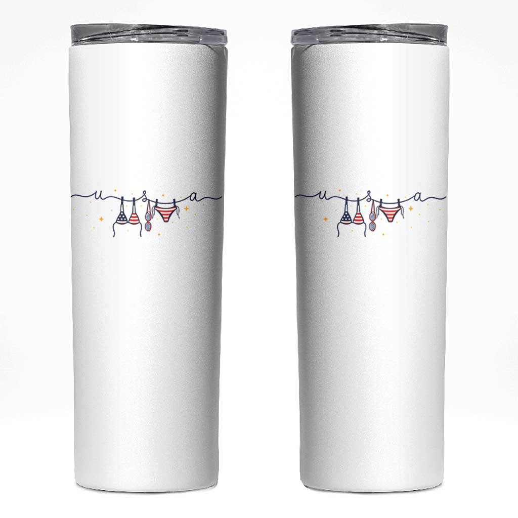 Patriotic American Flag Bikini Skinny Tumbler USA Summer Vacation Gift