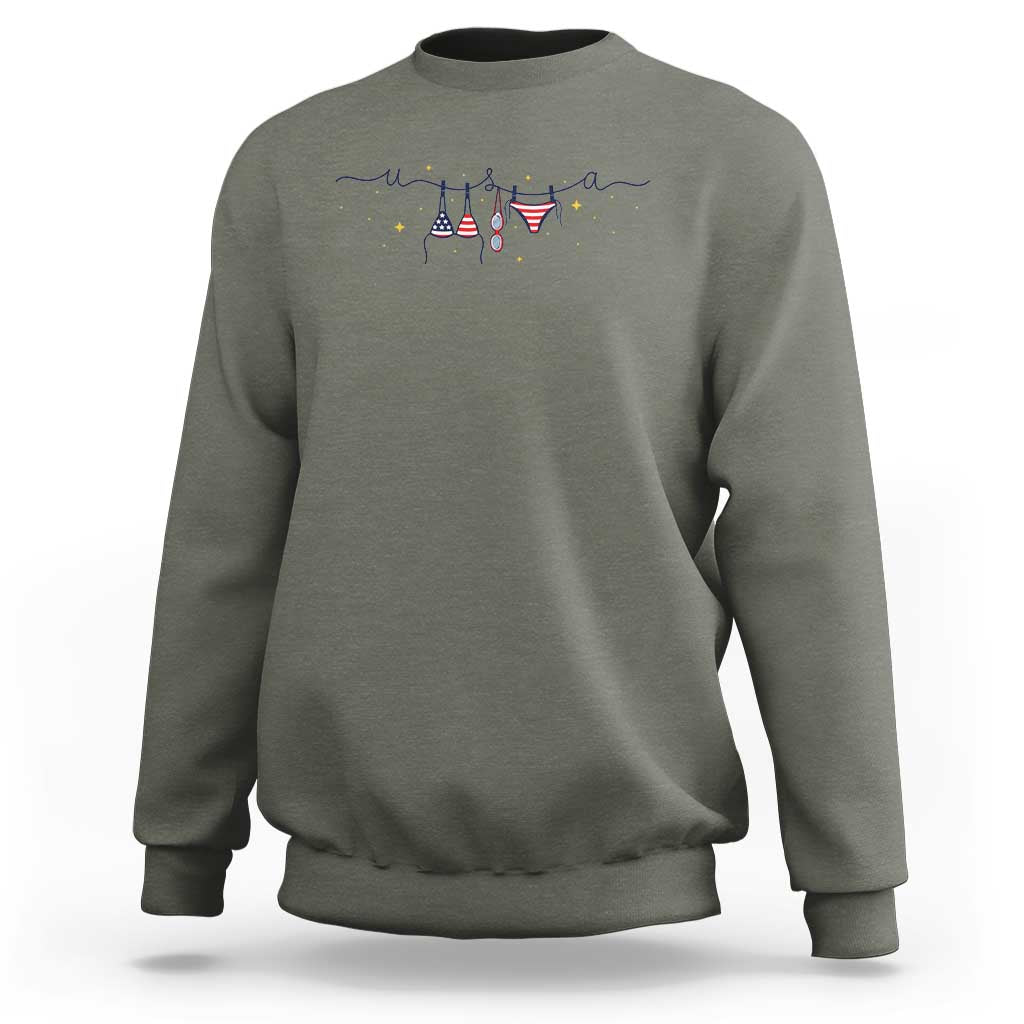 Patriotic American Flag Bikini Sweatshirt USA Summer Vacation Gift