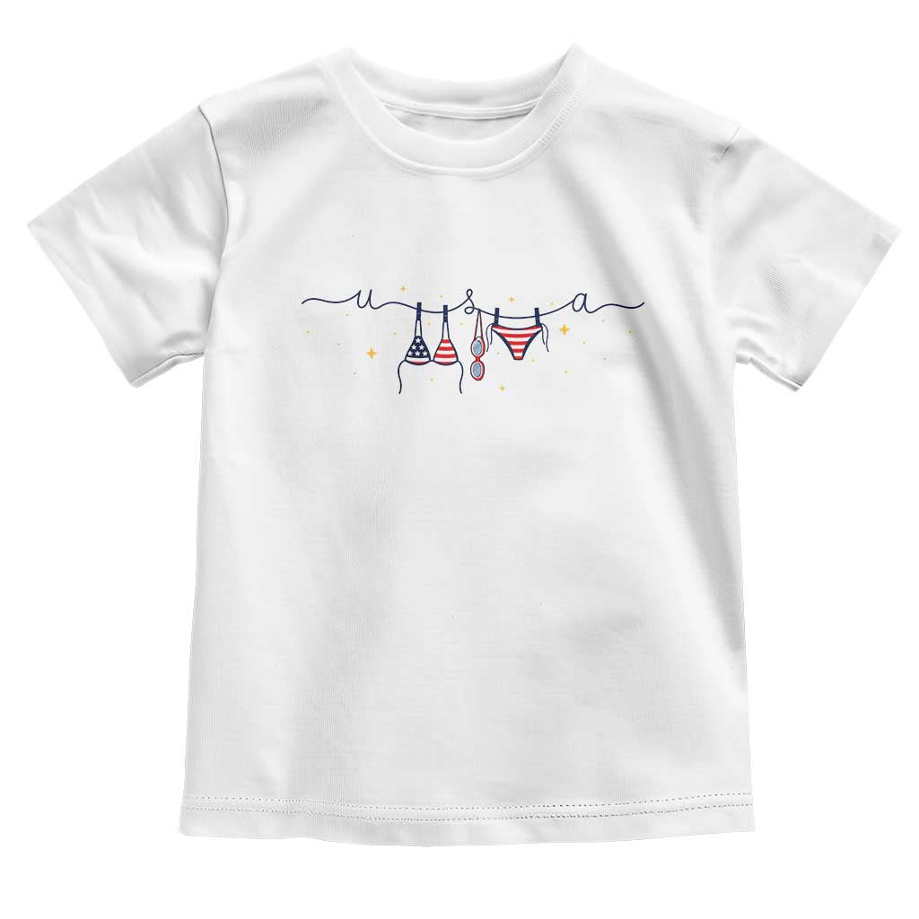 Patriotic American Flag Bikini Toddler T Shirt USA Summer Vacation Gift