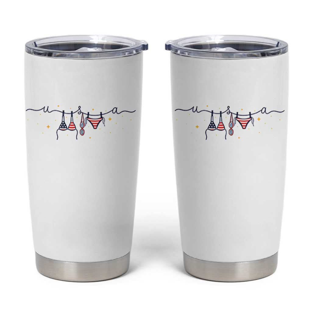 Patriotic American Flag Bikini Tumbler Cup USA Summer Vacation Gift