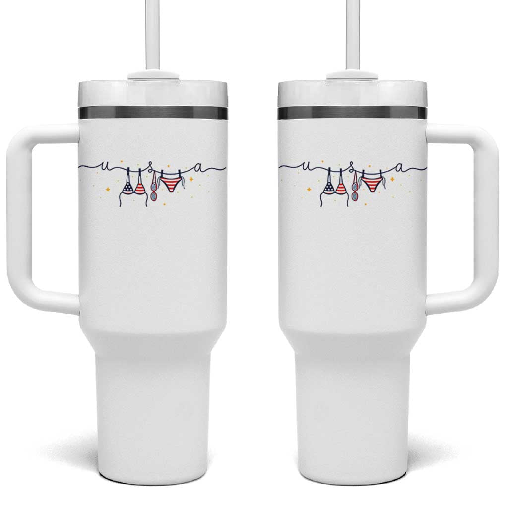 Patriotic American Flag Bikini Tumbler With Handle USA Summer Vacation Gift