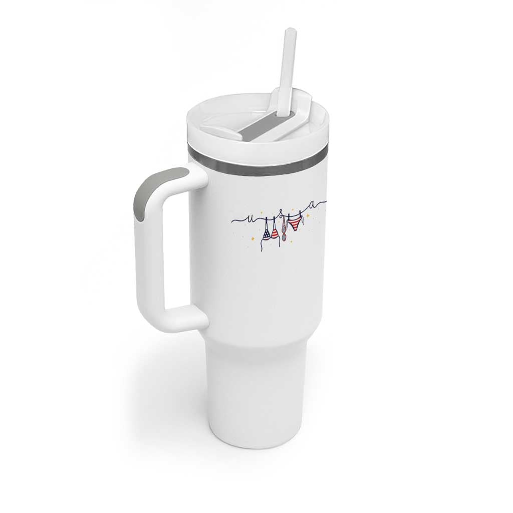 Patriotic American Flag Bikini Tumbler With Handle USA Summer Vacation Gift