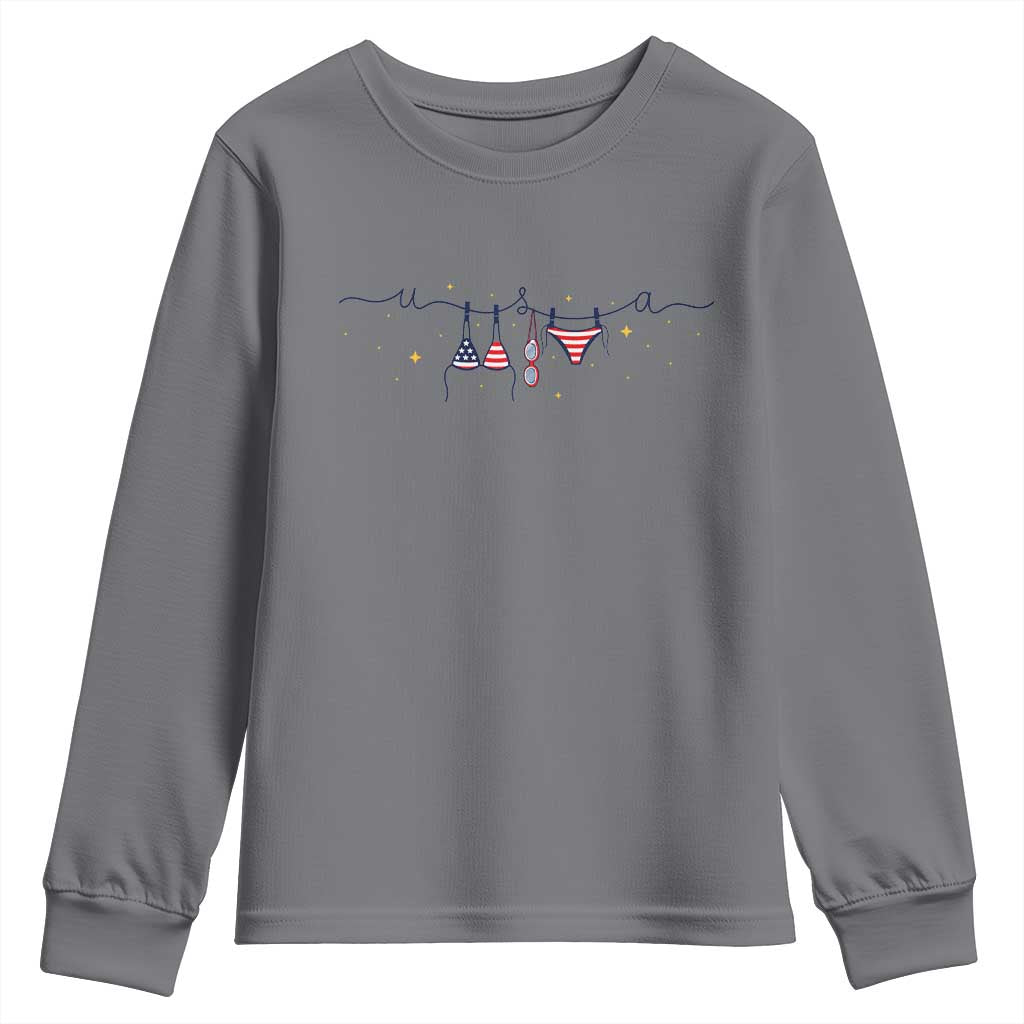 Patriotic American Flag Bikini Youth Sweatshirt USA Summer Vacation Gift