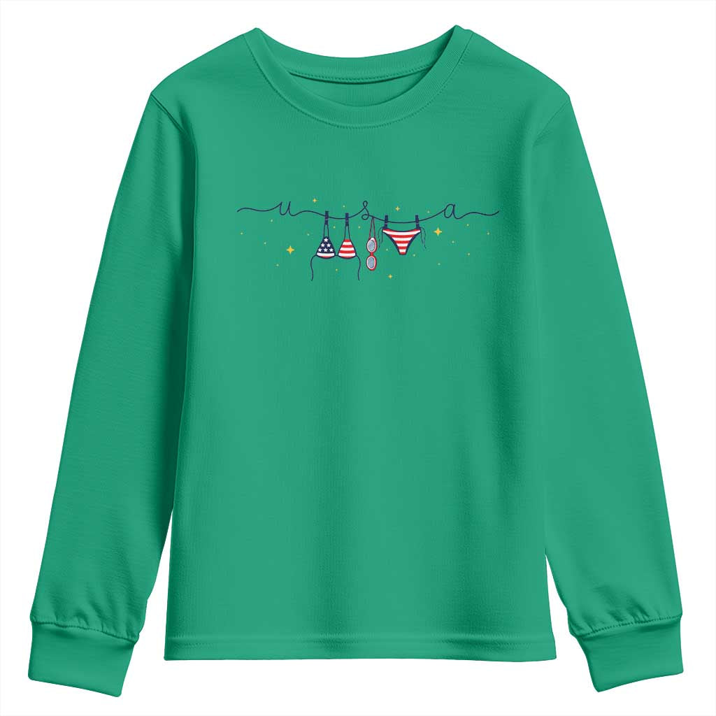 Patriotic American Flag Bikini Youth Sweatshirt USA Summer Vacation Gift