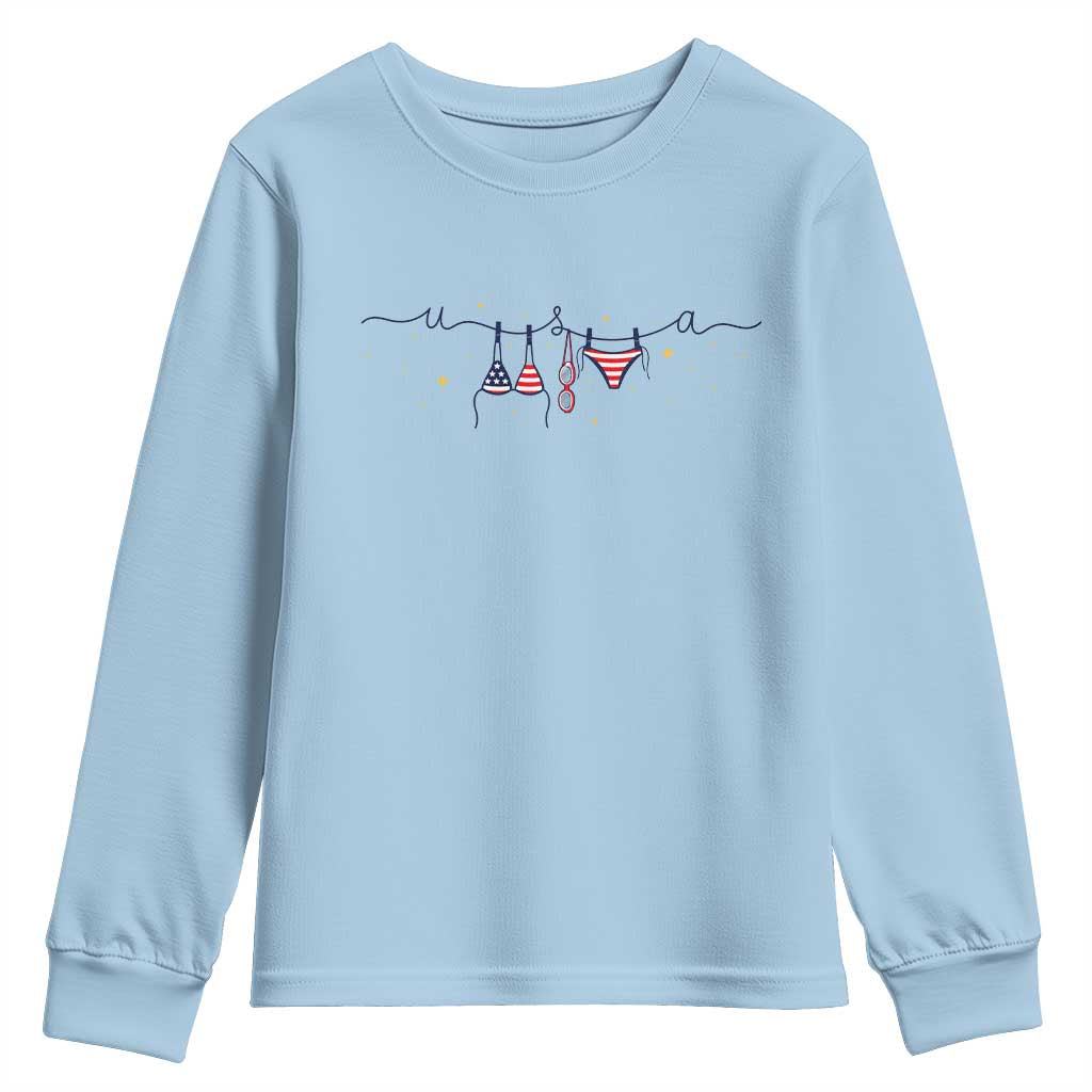 Patriotic American Flag Bikini Youth Sweatshirt USA Summer Vacation Gift
