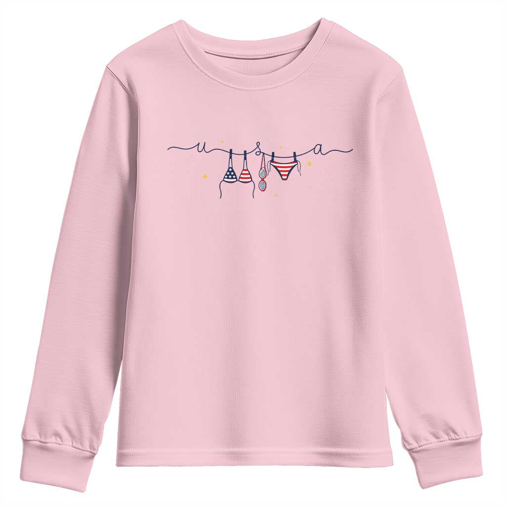 Patriotic American Flag Bikini Youth Sweatshirt USA Summer Vacation Gift