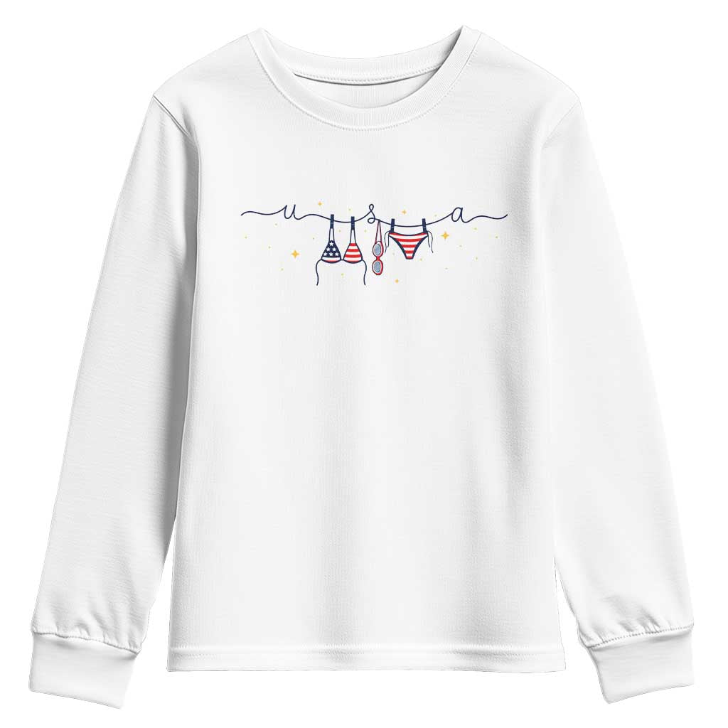 Patriotic American Flag Bikini Youth Sweatshirt USA Summer Vacation Gift