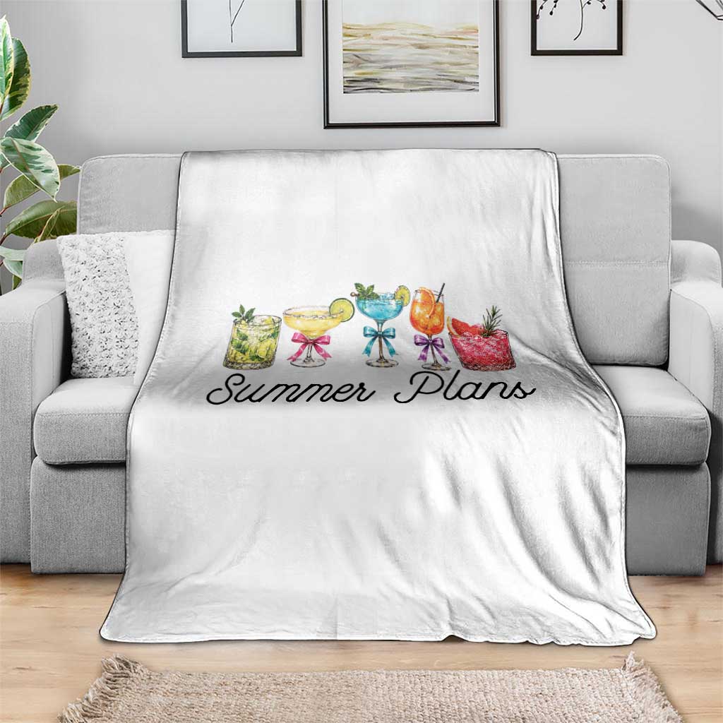 Funny Summer Plans Throw Blanket Refreshing Tropical Cocktail Lover Gift