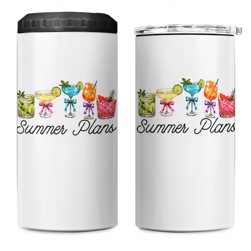 Funny Summer Plans 4 in 1 Can Cooler Tumbler Refreshing Tropical Cocktail Lover Gift