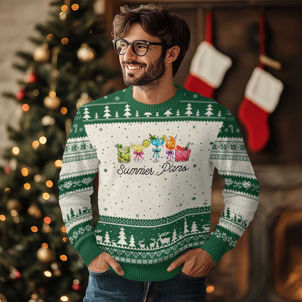 Funny Summer Plans Ugly Christmas Sweater Refreshing Tropical Cocktail Lover Gift