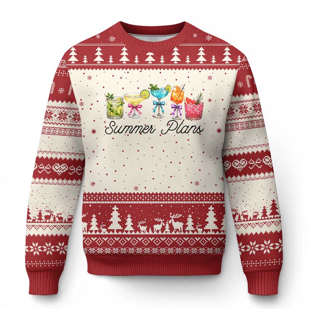 Funny Summer Plans Ugly Christmas Sweater Refreshing Tropical Cocktail Lover Gift