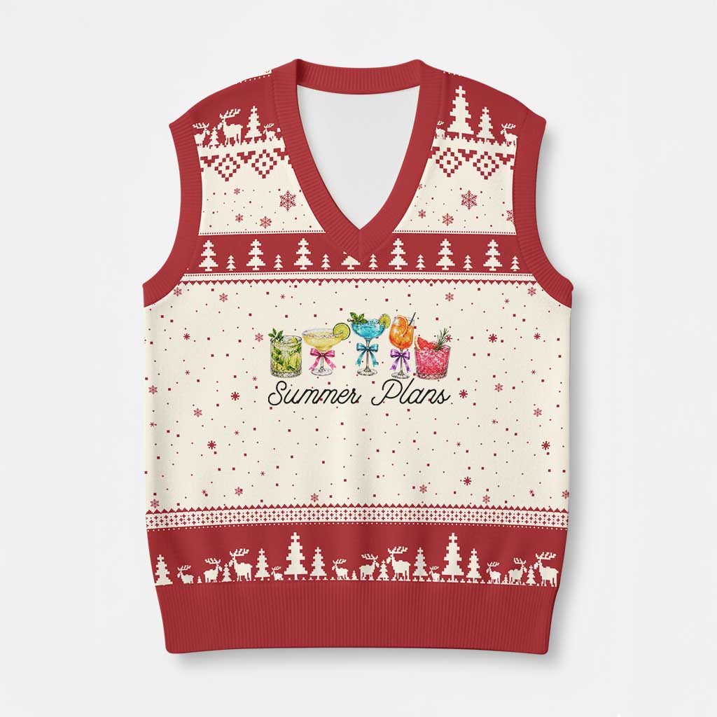 Funny Summer Plans V-Neck Knit Sweater Vest Refreshing Tropical Cocktail Lover Gift