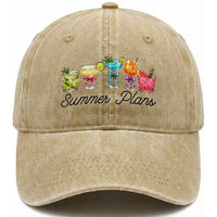 Funny Summer Plans Washed Cotton Baseball Cap Refreshing Tropical Cocktail Lover Gift