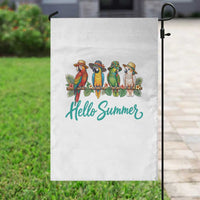 Hello Summer Parrots Garden Flag Tropical Beach Vacation Graphic