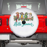Hello Summer Parrots Spare Tire Cover Tropical Beach Vacation Graphic