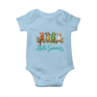 Hello Summer Parrots Baby Onesie Tropical Beach Vacation Graphic