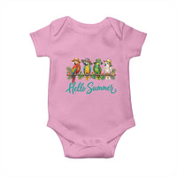 Hello Summer Parrots Baby Onesie Tropical Beach Vacation Graphic