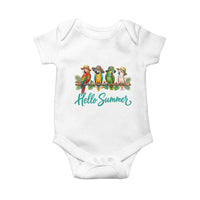 Hello Summer Parrots Baby Onesie Tropical Beach Vacation Graphic