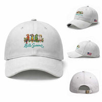 Hello Summer Parrots Baseball Cap Tropical Beach Vacation Graphic