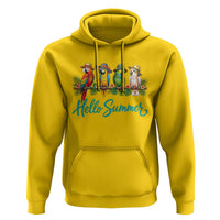 Hello Summer Parrots Hoodie Tropical Beach Vacation Graphic