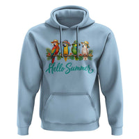 Hello Summer Parrots Hoodie Tropical Beach Vacation Graphic