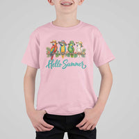 Hello Summer Parrots T Shirt For Kid Tropical Beach Vacation Graphic
