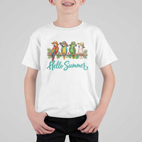 Hello Summer Parrots T Shirt For Kid Tropical Beach Vacation Graphic